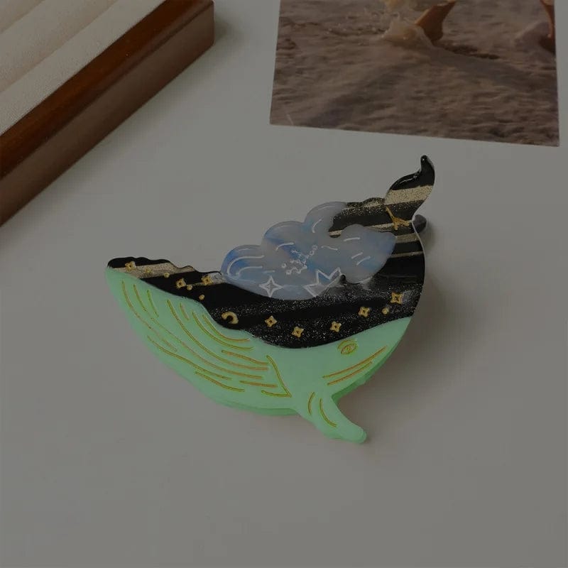 Medium Noctilucent Cloud Whale Hair Claw Clips丨NueShiny