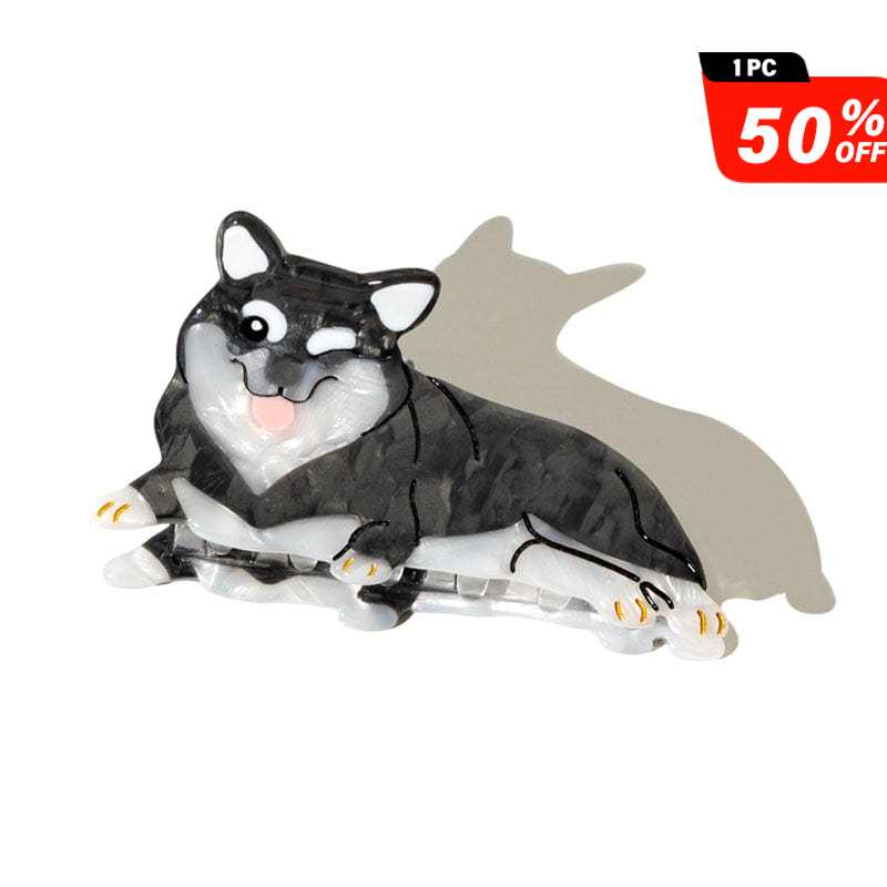 Medium Black Shiba Inu Dog Hair Claw Clips丨NueShiny