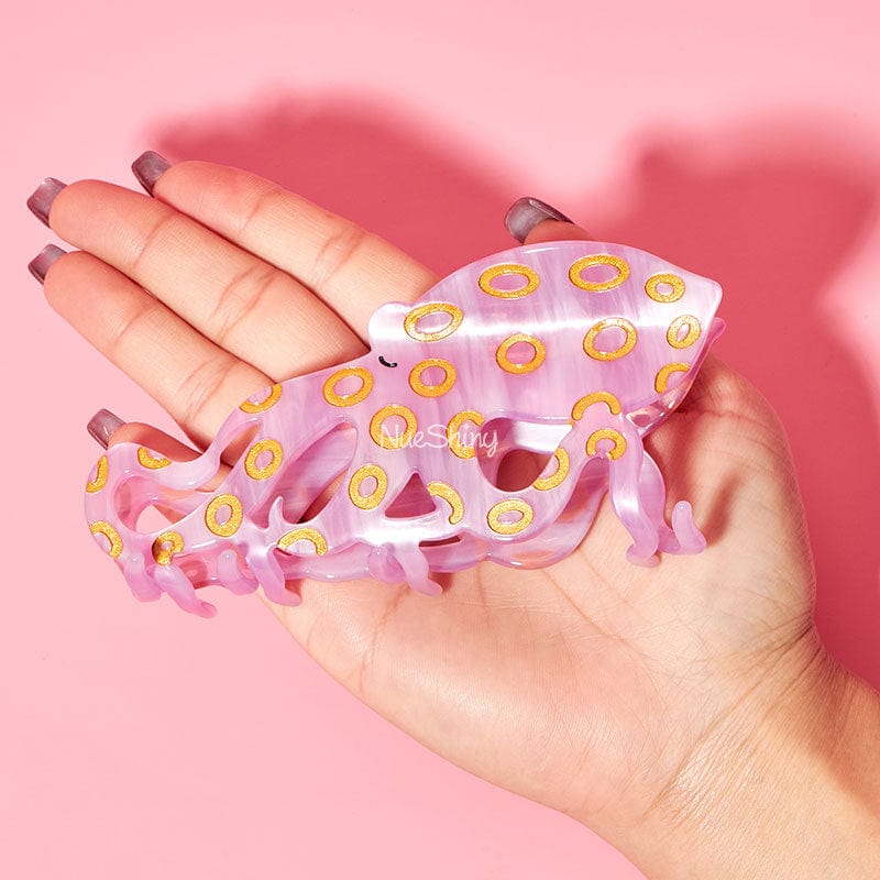 Jumbo Pink Blue-Ringed Octopus Hair Claw Clips | Nueshiny