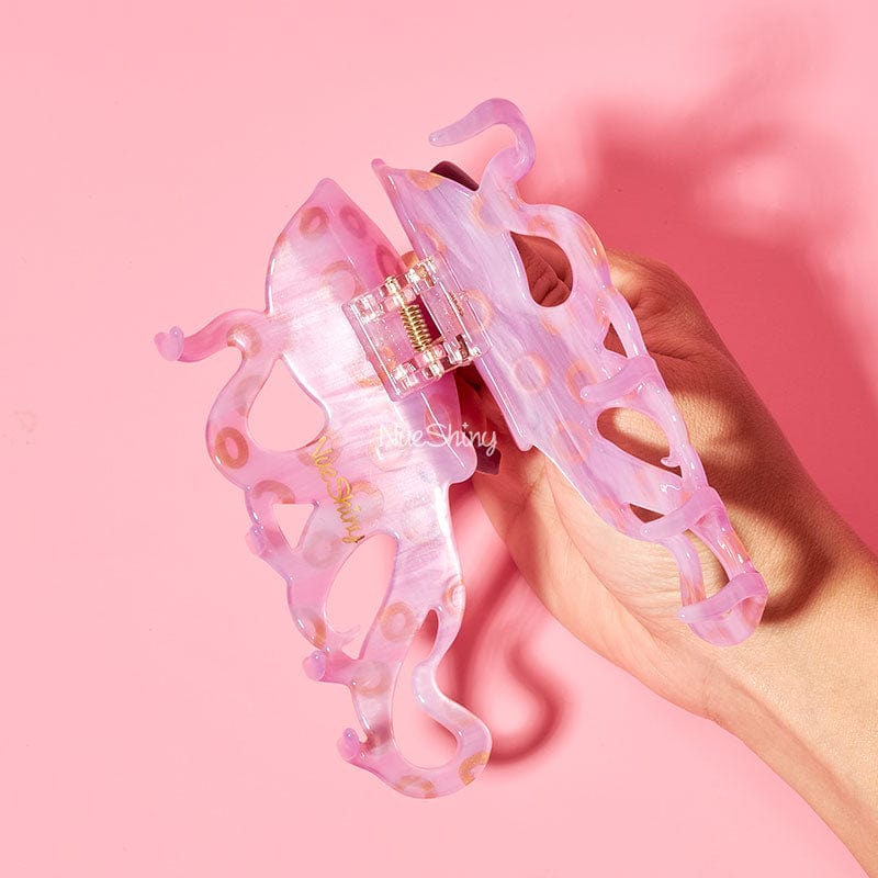 Jumbo Pink Blue-Ringed Octopus Hair Claw Clips | Nueshiny