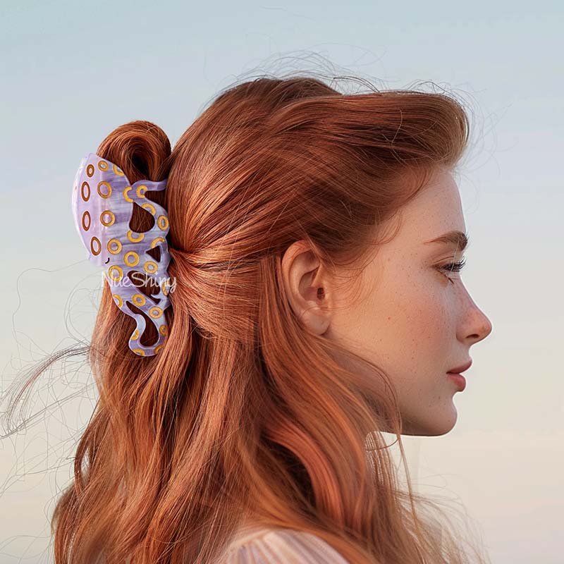 Jumbo Pink Blue-Ringed Octopus Hair Claw Clips | Nueshiny