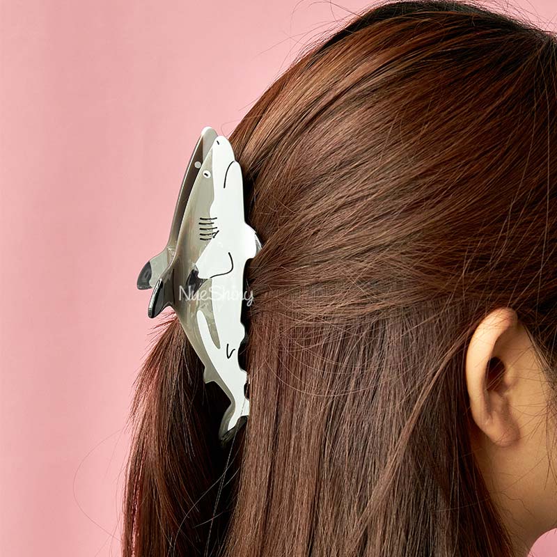 Jumbo Blacktip Reef Shark Hair Claw Clips | NueShiny