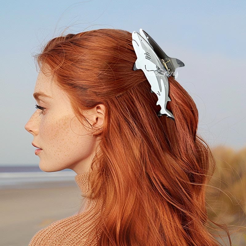 Jumbo Blacktip Reef Shark Hair Claw Clips | NueShiny