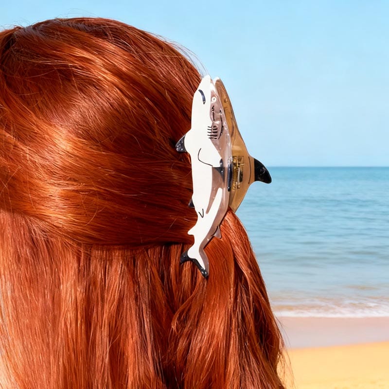 Jumbo Blacktip Reef Shark Hair Claw Clips | NueShiny