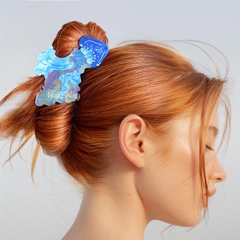 Jumbo Blue Giant Jellyfish Hair Claw Clips | NueShiny