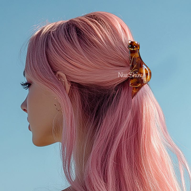 Medium Tortoiseshell Mink Hair Claw Clips | NueShiny