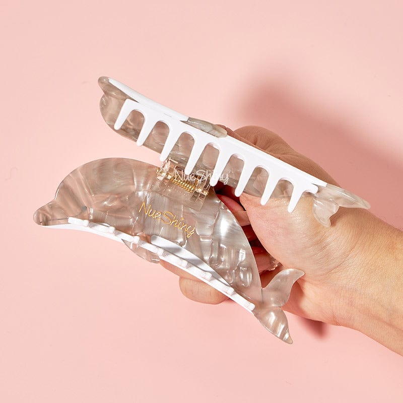 Jumbo Gray Dolphin Hair Claw Clips | NueShiny