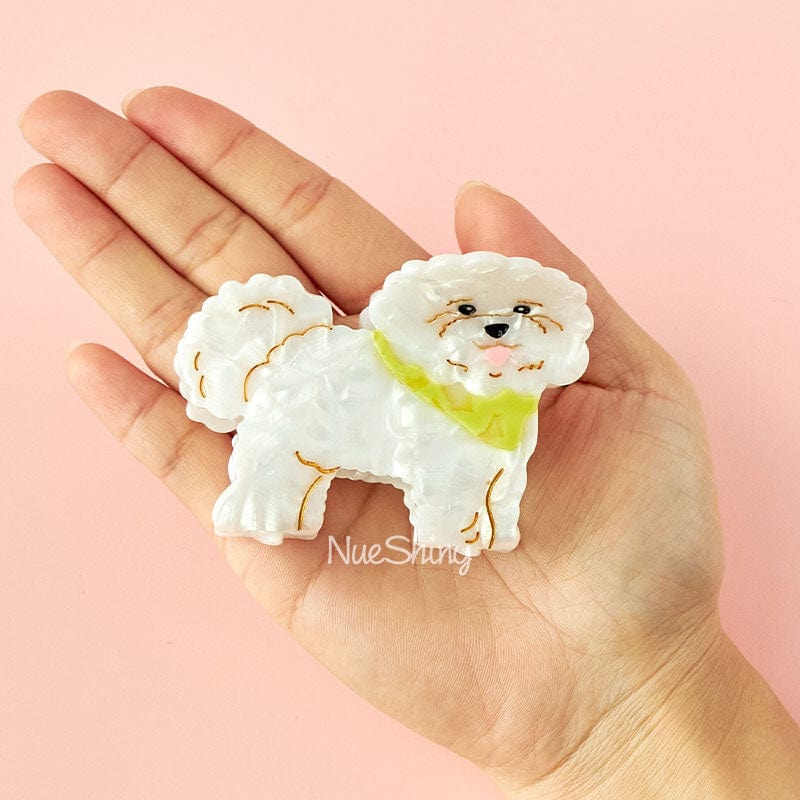 Medium Cute Bichon Frise Dog Hair Claw Clips丨NueShiny