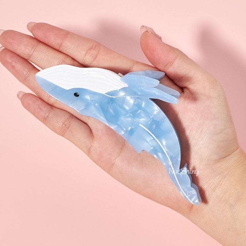 Jumbo New Unique Diamond Blue Whale Fashionable Hair Claw丨NueShiny