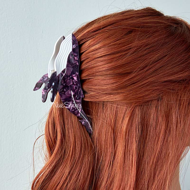 Jumbo Diamond Garnet Whale Hair Claw Clips丨NueShiny