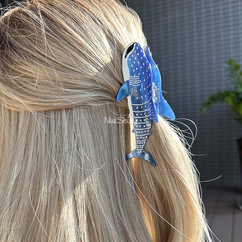 Jumbo Blue Whale Shark  Hair Claw Clips丨NueShiny