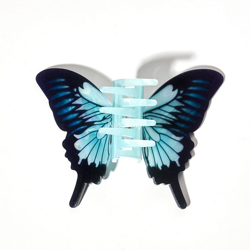 Large Wings of Wonder Blue Vivid Butterfly Hair Claw丨NueShiny