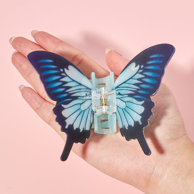 Large Wings of Wonder Blue Vivid Butterfly Hair Claw丨NueShiny