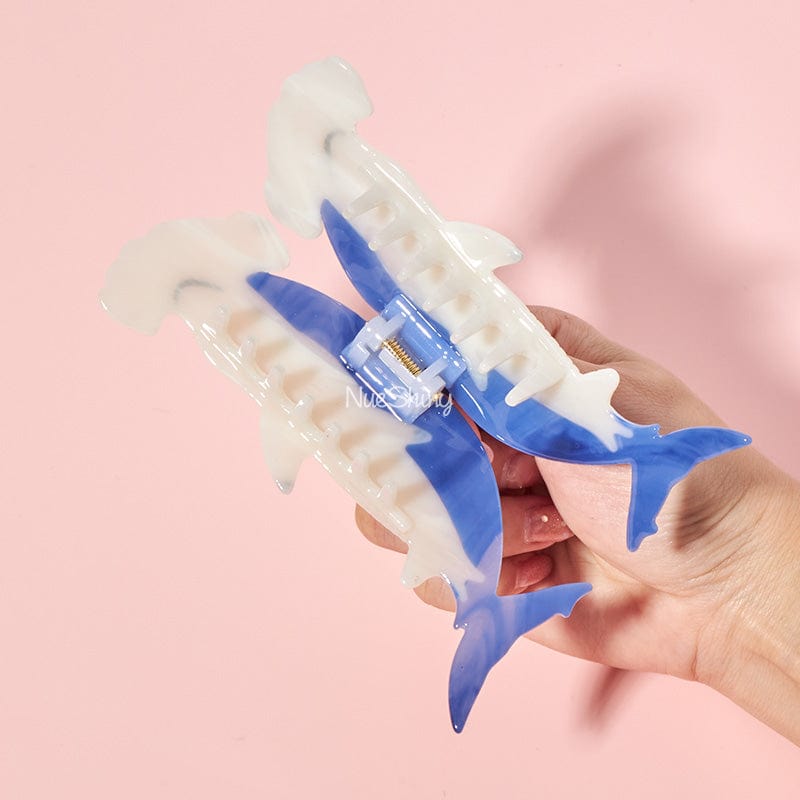 Jumbo Blue Hammerhead Shark Hair Claw Clips | NueShiny