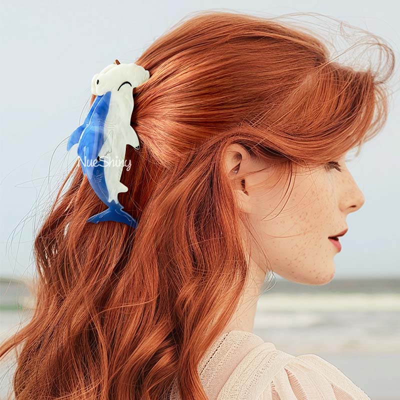 Jumbo Blue Hammerhead Shark Hair Claw Clips | NueShiny