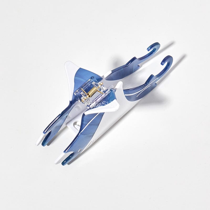 Jumbo Blue and White Manta Hair Claw Clips | NueShiny