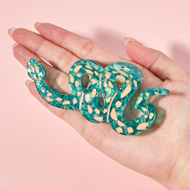 Large  Green Snake Hair Claw Clips | NueShiny