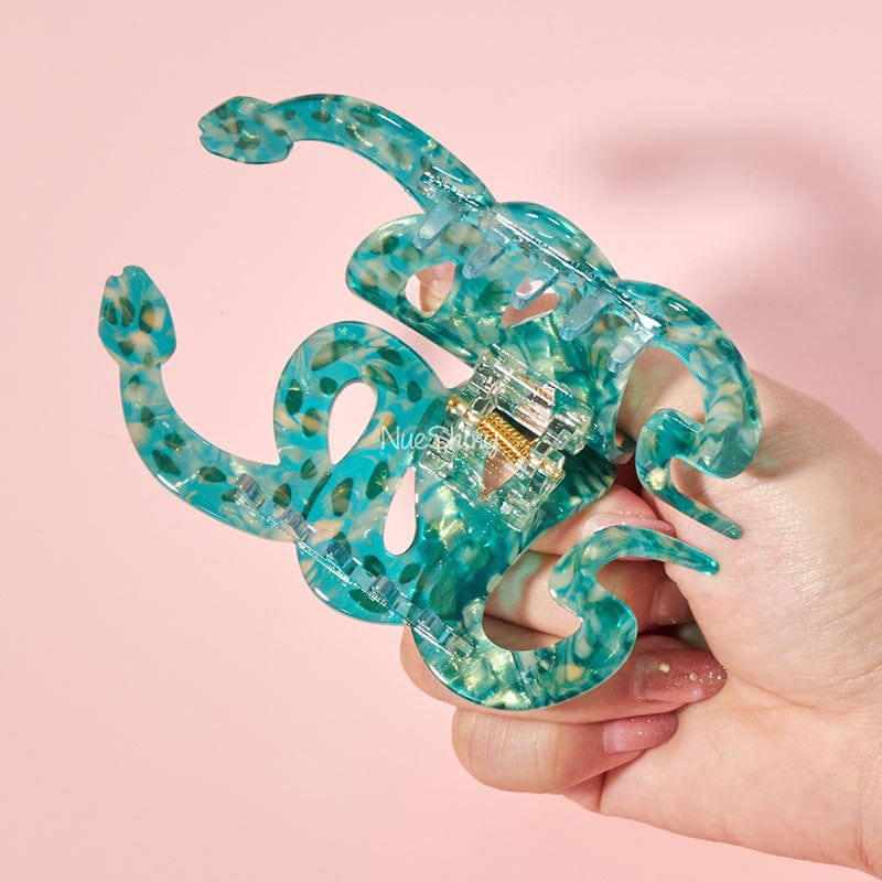 Large  Green Snake Hair Claw Clips | NueShiny