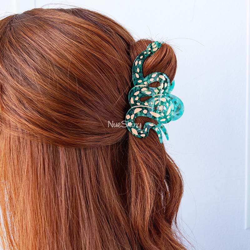 Large  Green Snake Hair Claw Clips | NueShiny