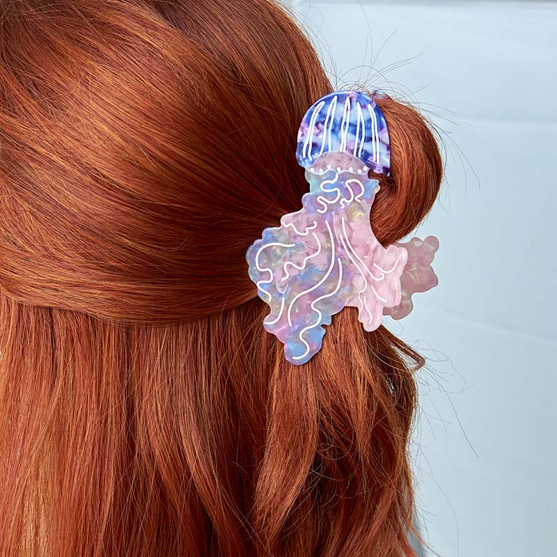 Large Skirt Jellyfish Pink Hair Claw Clips| NueShiny