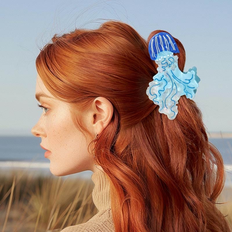 Large Skirt Jellyfish Blue Hair Claw Clips| NueShiny