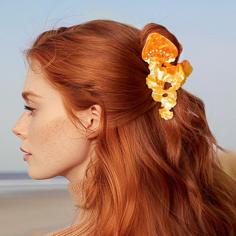 Medium Coral Jellyfish Orange Hair Claw Clips| NueShiny