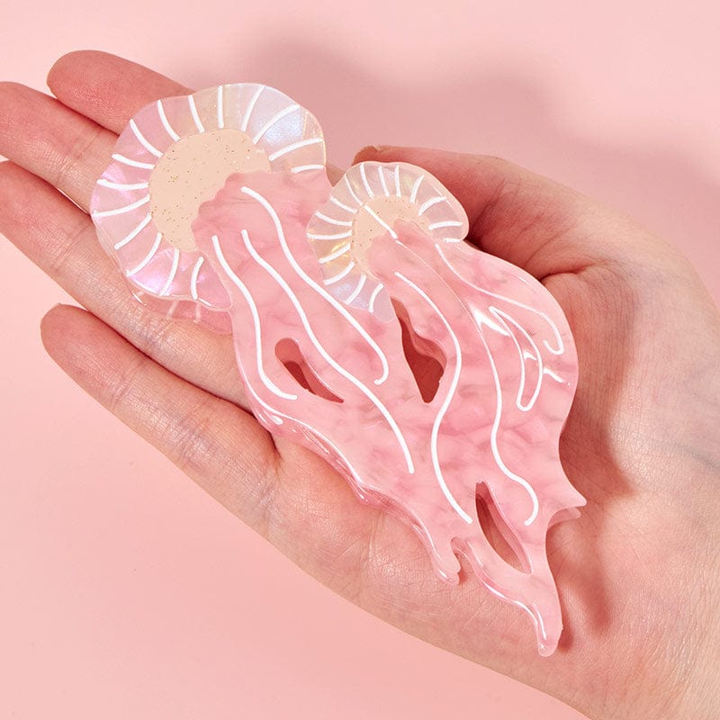 Large Mother And Child Jellyfish Pink Hair Claw Clips| NueShiny
