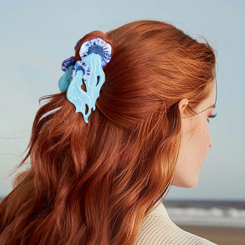 Large Mother And Child Jellyfish Blue Hair Claw Clips | NueShiny