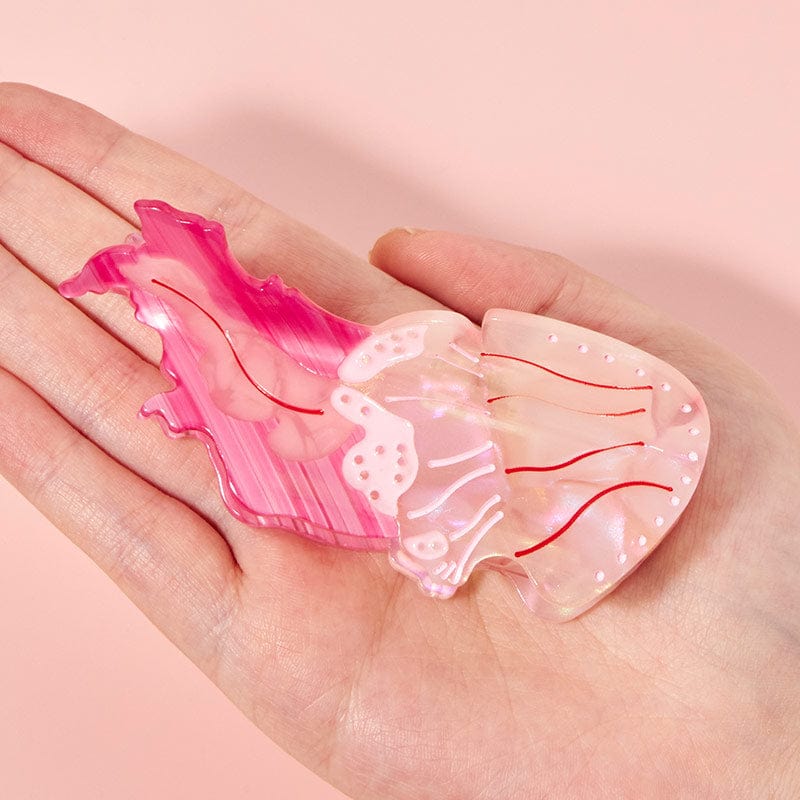 Medium Floating Jellyfish Pink Hair Claw Clips | NueShiny