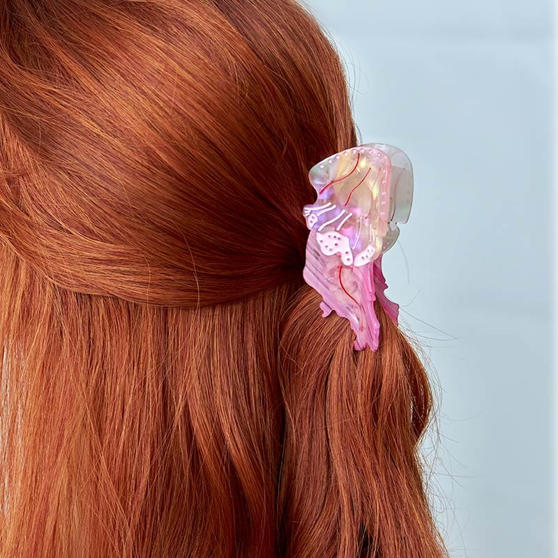Medium Floating Jellyfish Pink Hair Claw Clips | NueShiny