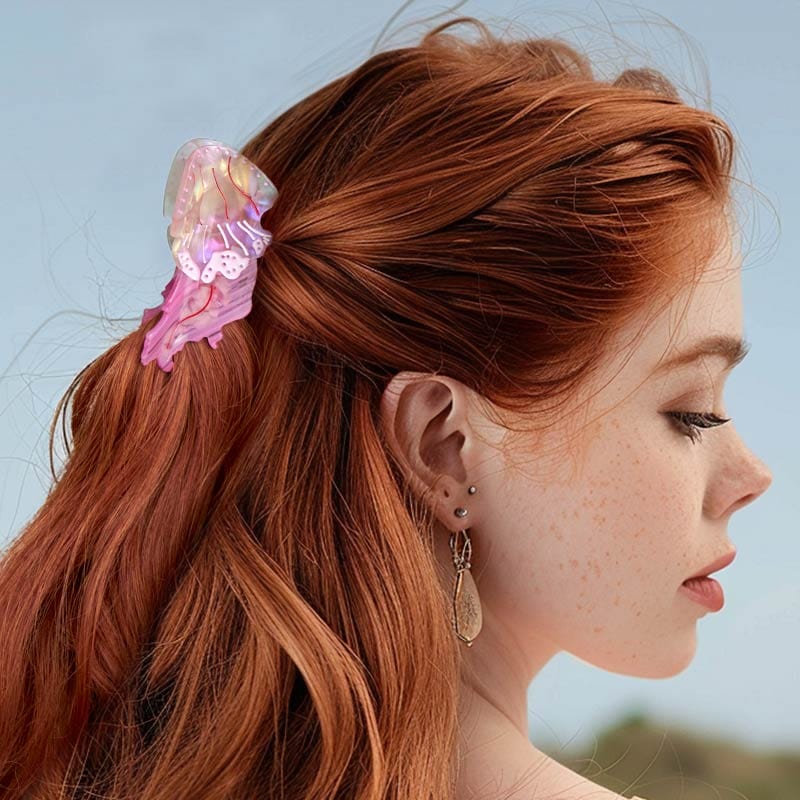 Medium Floating Jellyfish Pink Hair Claw Clips | NueShiny
