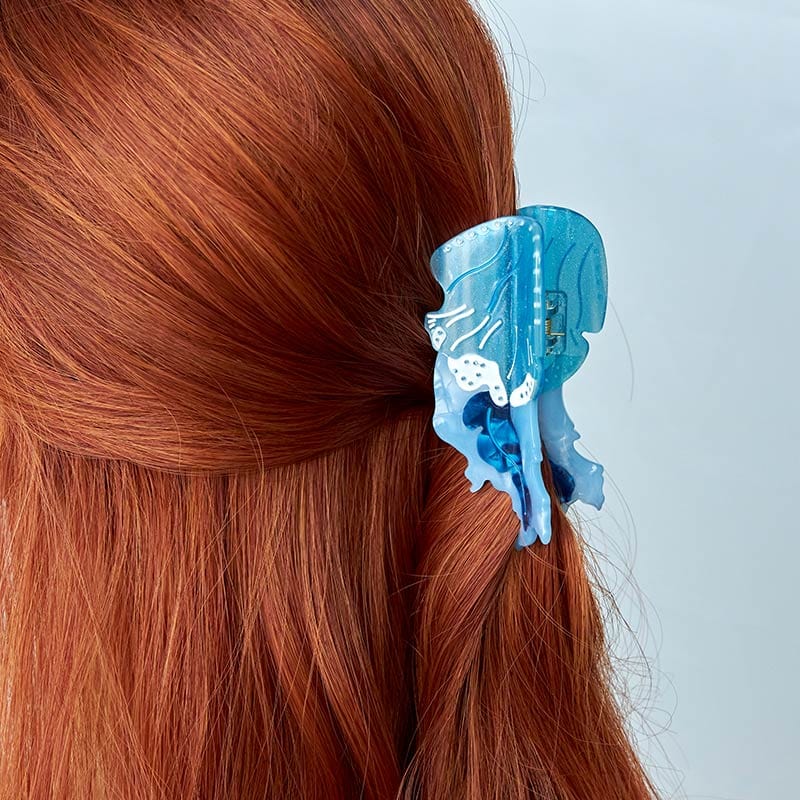 Medium Floating Jellyfish Blue Hair Claw Clips NueShiny