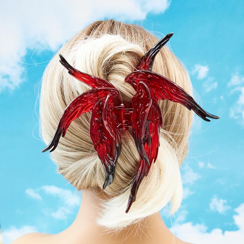 (🔥🔥Pre-Sale)Transparent Black And Red Gradient Angel Hair Claw Clips | NueShiny&BurningMoon