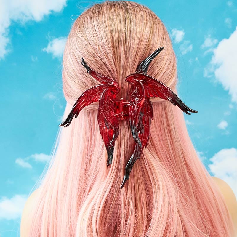 (🔥🔥Pre-Sale)Transparent Black And Red Gradient Angel Hair Claw Clips | NueShiny&BurningMoon