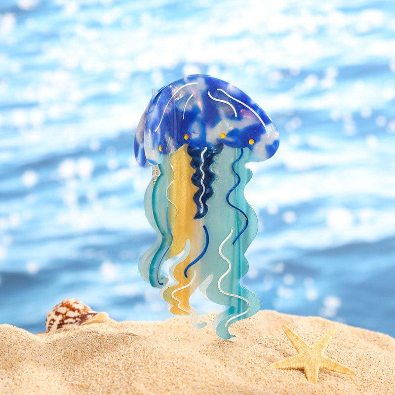 Medium Cartoon Blue Jellyfish Hair Claw Clips| NueShiny