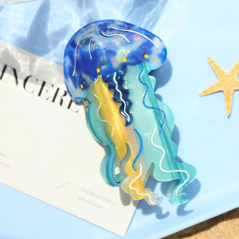 Medium Cartoon Blue Jellyfish Hair Claw Clips| NueShiny