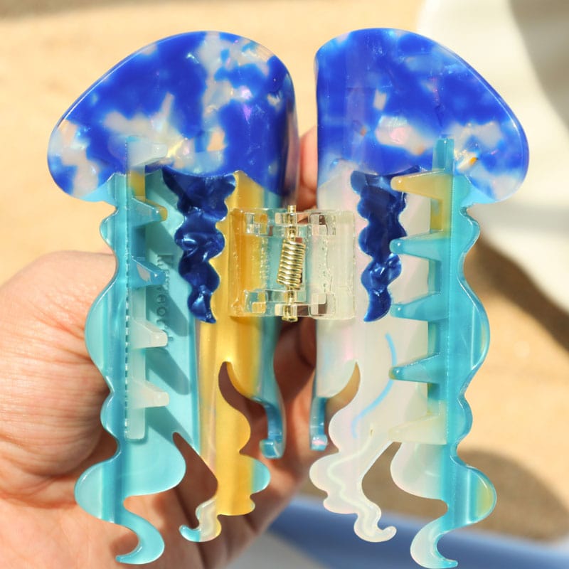 Medium Cartoon Blue Jellyfish Hair Claw Clips| NueShiny