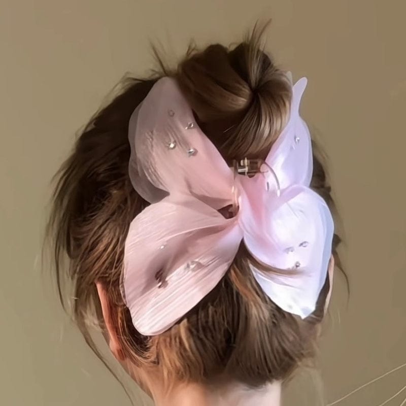 Jumbo Girls Pink Tulle Butterfly Hair Claw Clips | NueShiny & oziz
