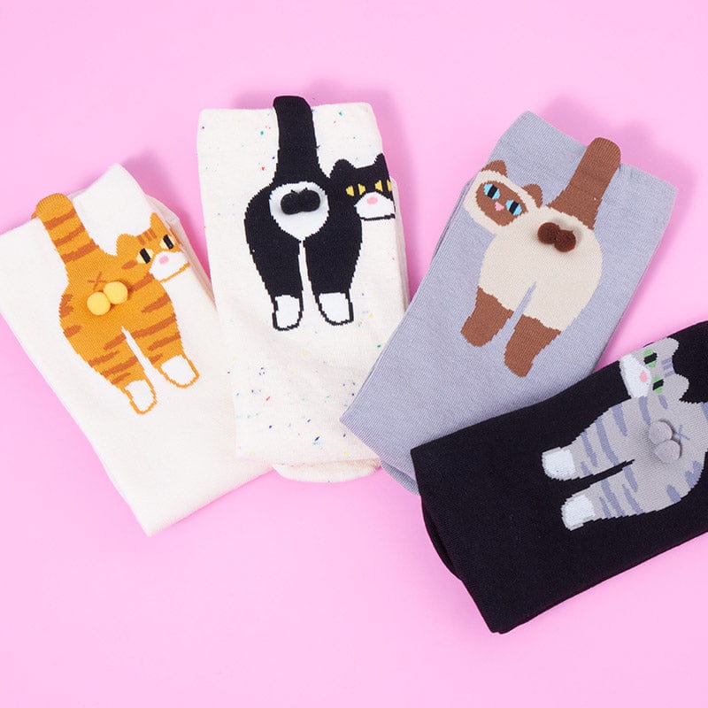 4-Pack Cat Variety Crew Socks  | NueShiny