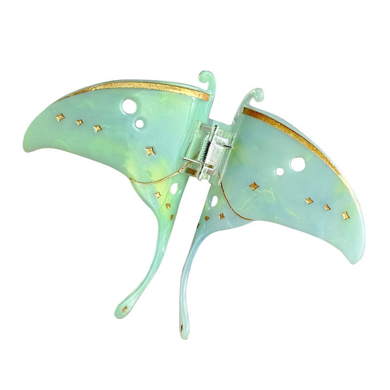 Large Mint Mambo Flutter Moth Hair Claw Clips | NueShiny & MÃO TÓU DÀN SHÌ YĨNG