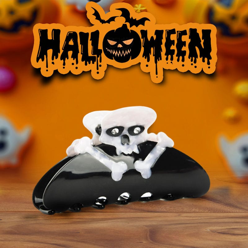 Medium Black Skull Hair Claw Clips | NueShiny