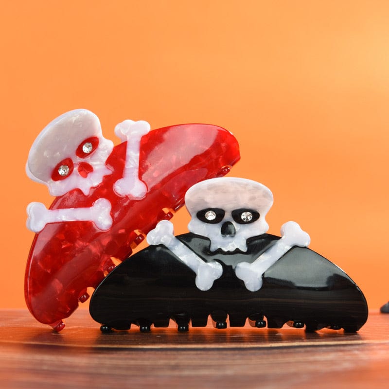 Medium Black Skull Hair Claw Clips | NueShiny