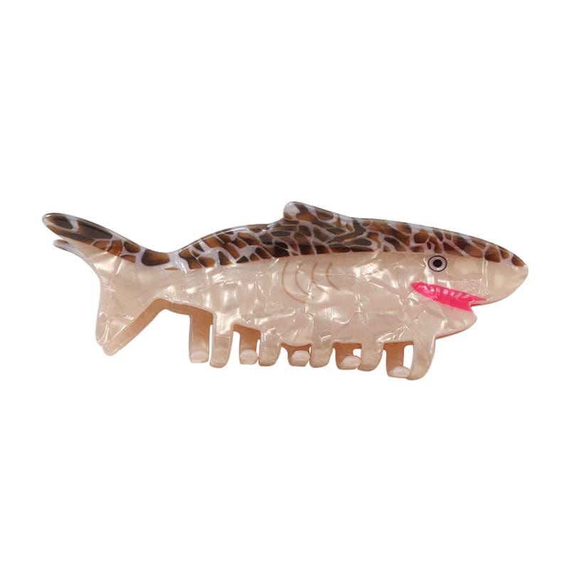 Large Brown Pattern Shark Hair Claw Clips | NueShiny