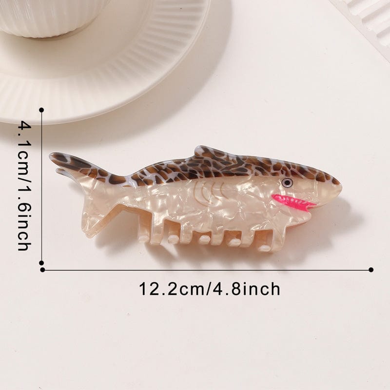 Large Brown Pattern Shark Hair Claw Clips | NueShiny
