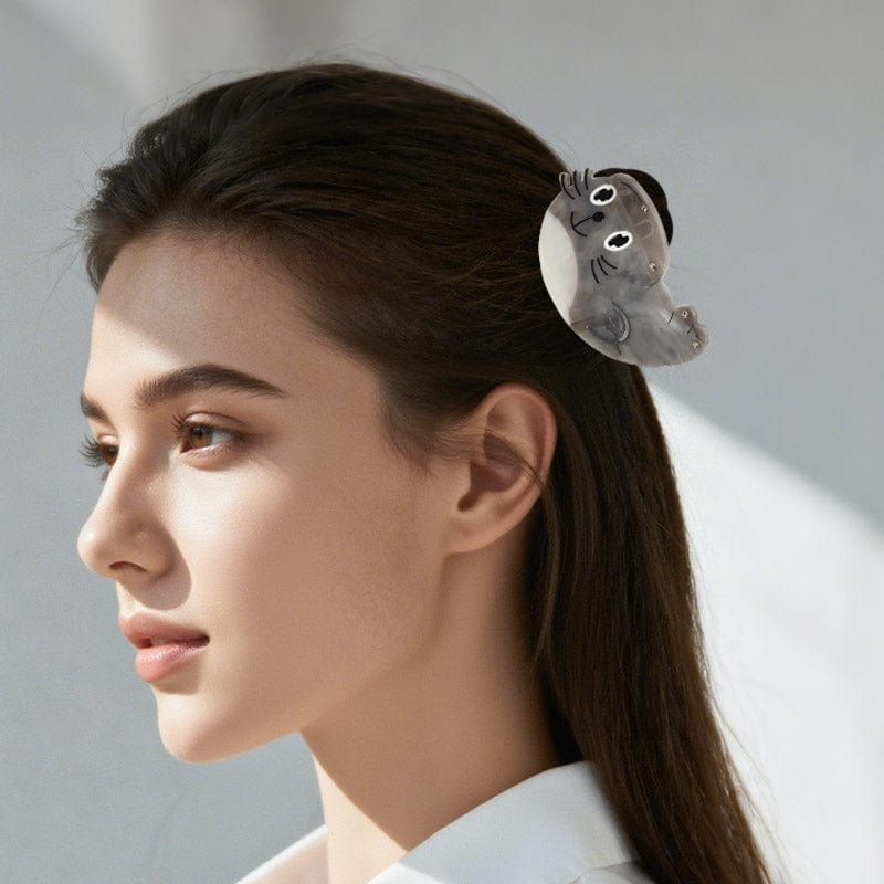 Large Gray Cartoon Seal Hair Claw Clips | NueShiny