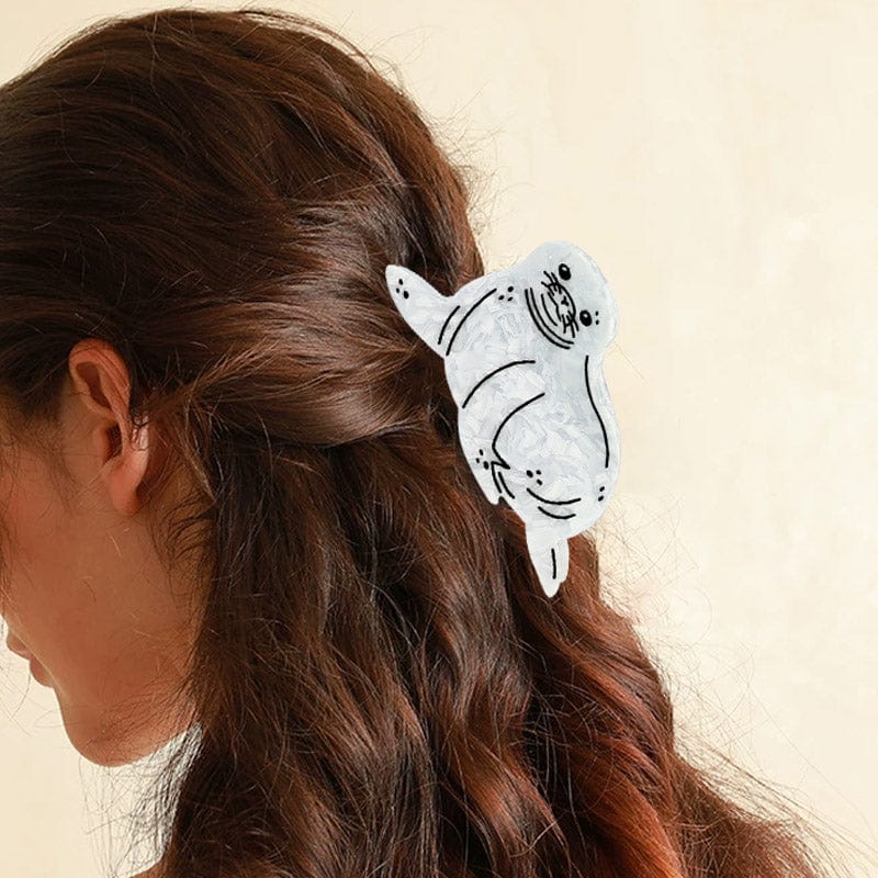 Medium White Seal Hair Claw Clips | NueShiny