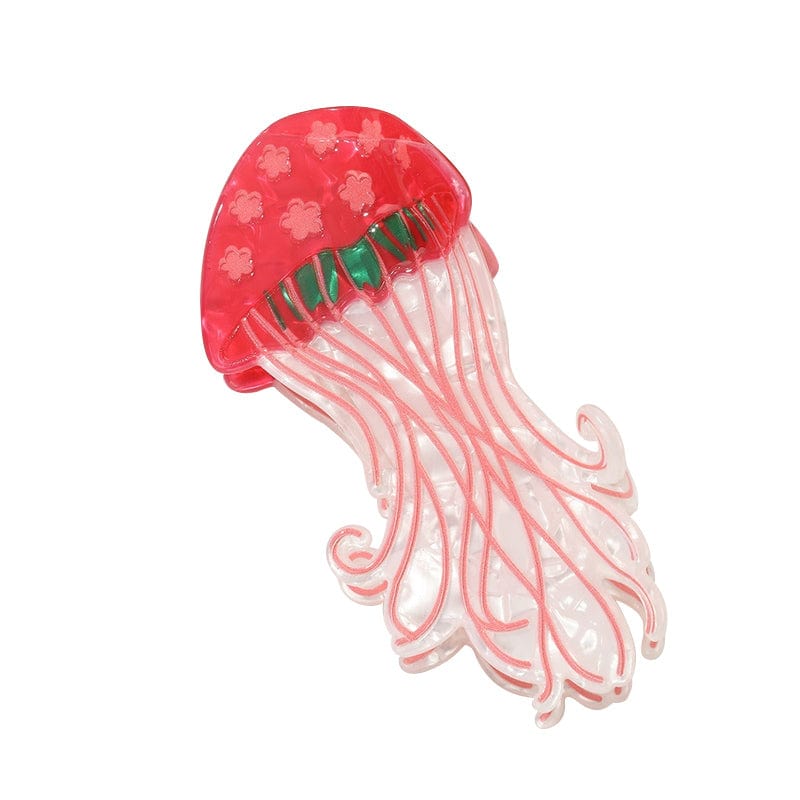 Medium Red Glowing Jellyfish Hair Claw Clips | NueShiny