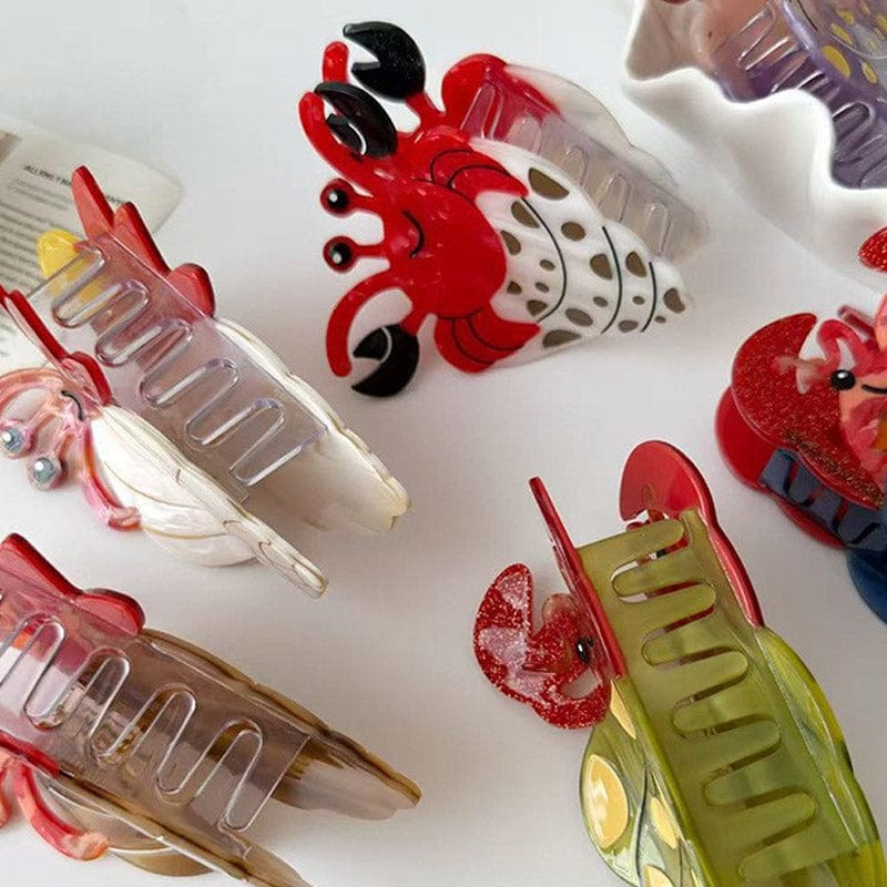 Medium White & Brown Hermit Crab Hair Claw Clips | NueShiny