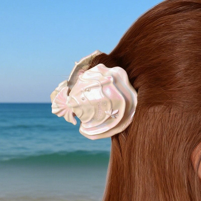 Large Mermaid Pearl White Creamy Clam Hair Claw Clips | NueShiny & BurningMoon