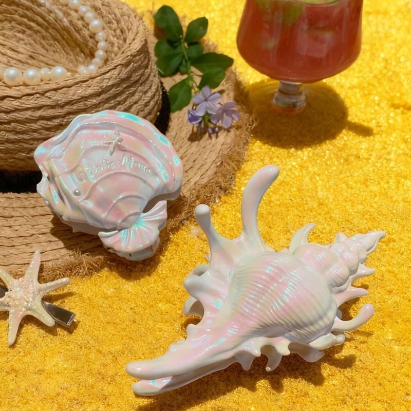 Large Mermaid Pearl White Creamy Clam Hair Claw Clips | NueShiny & BurningMoon